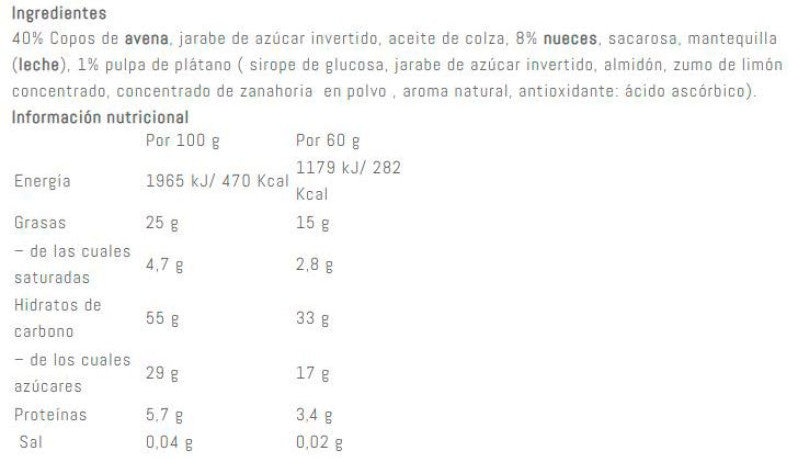 Oat Bar · Plátano y nueces — 20 × 60 g