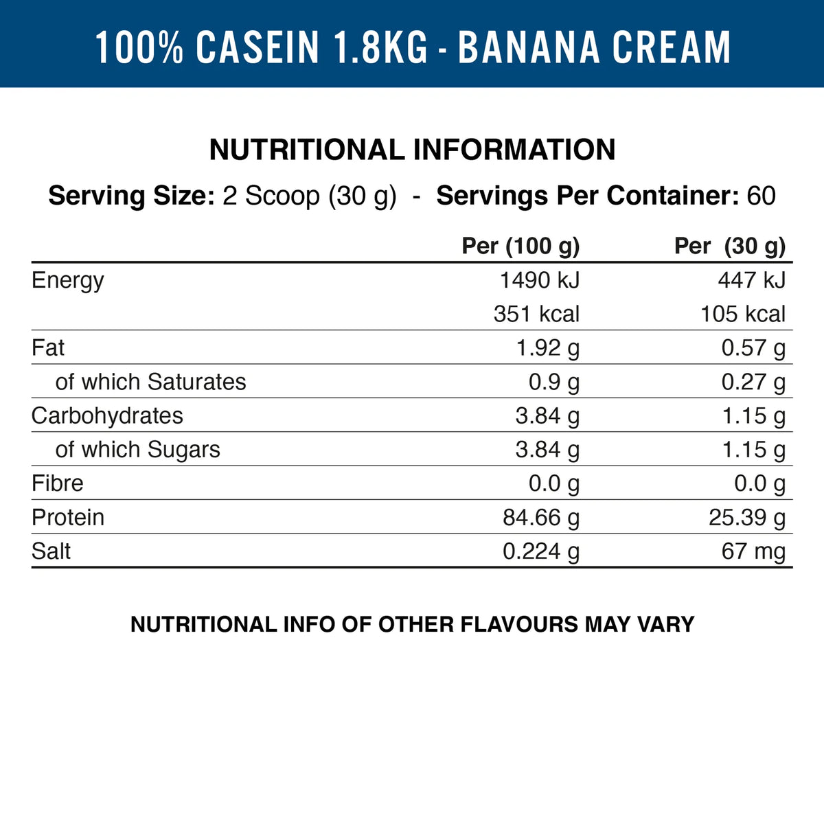 100% Casein Protein - 1800g