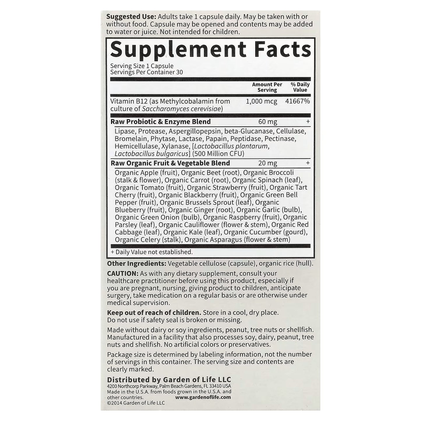 Vitamin Code Raw B-12 - 30 vegan caps