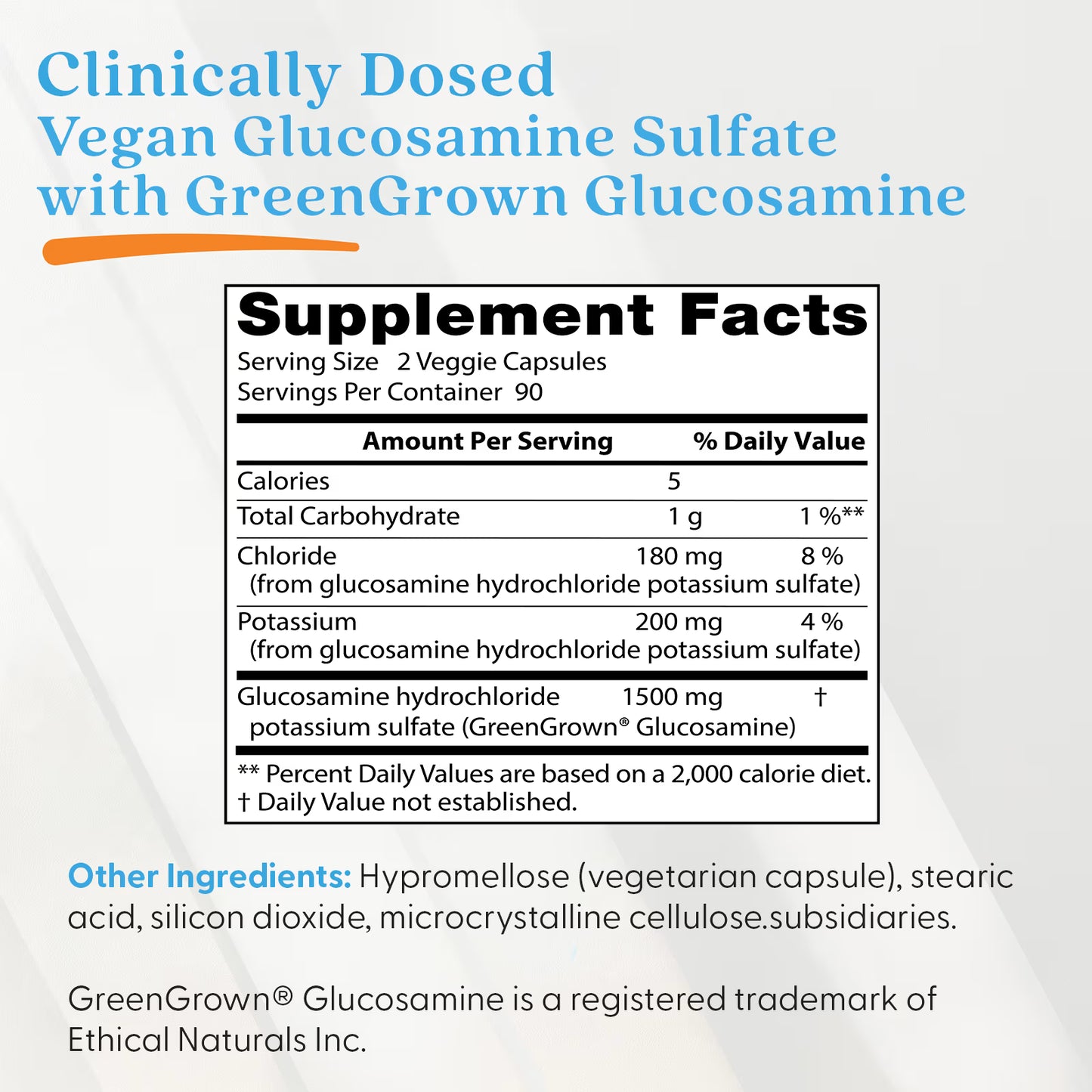Vegan Glucosamine with GreenGrown, 1500mg - 180 vcaps