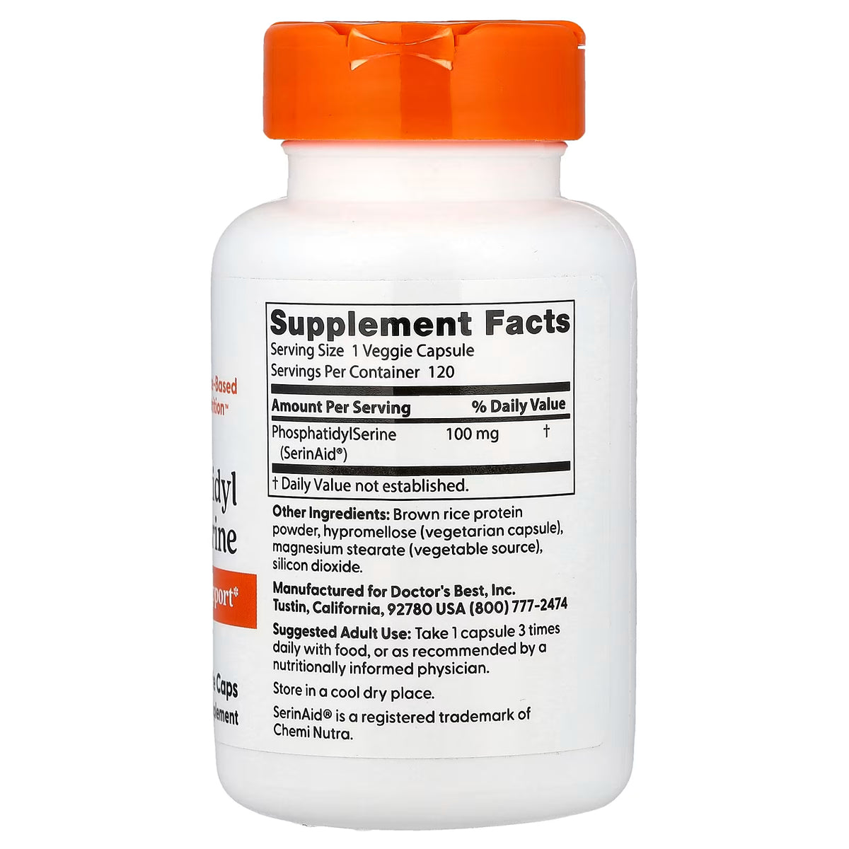 Phosphatidylsérine, 100 mg - 120 gélules végétales