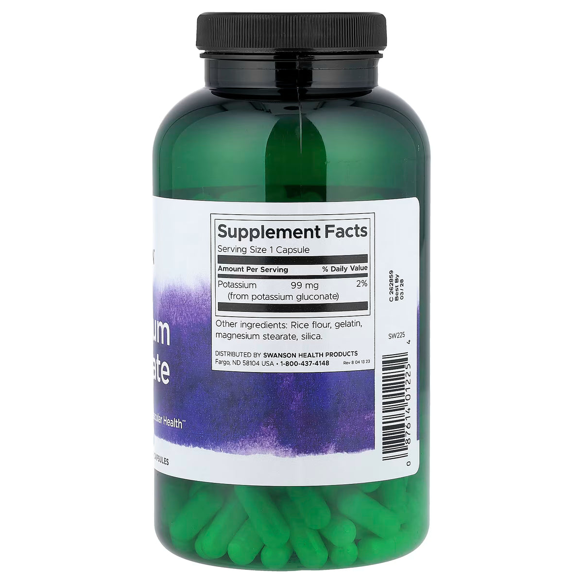 Gluconate de potassium, 99 mg - 100 gélules
