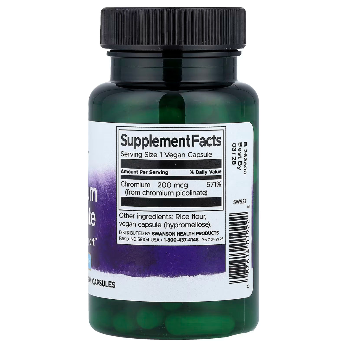 Picolinate de chrome, 200 mcg - 100 gélules