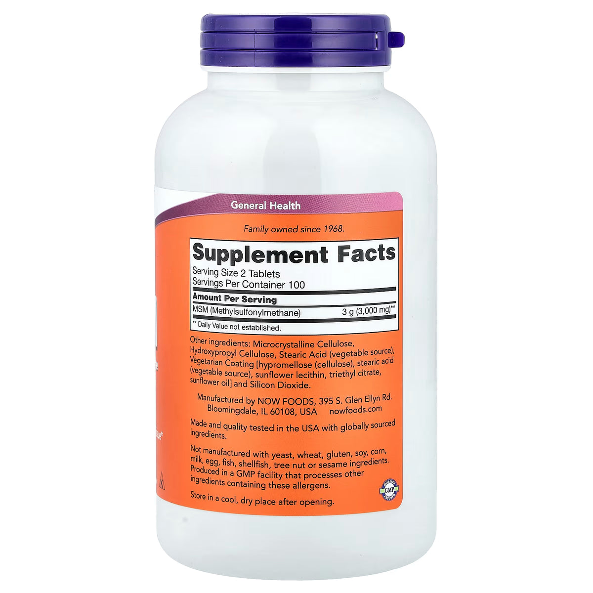 MSM Méthylsulfonylméthane, 1500 mg - 200 comprimés