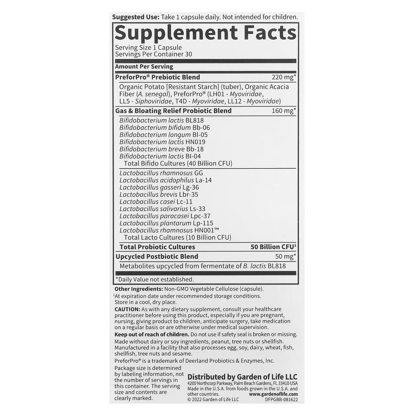 Dr. Formulated Probiotics Gas & Bloating - 30 vcaps