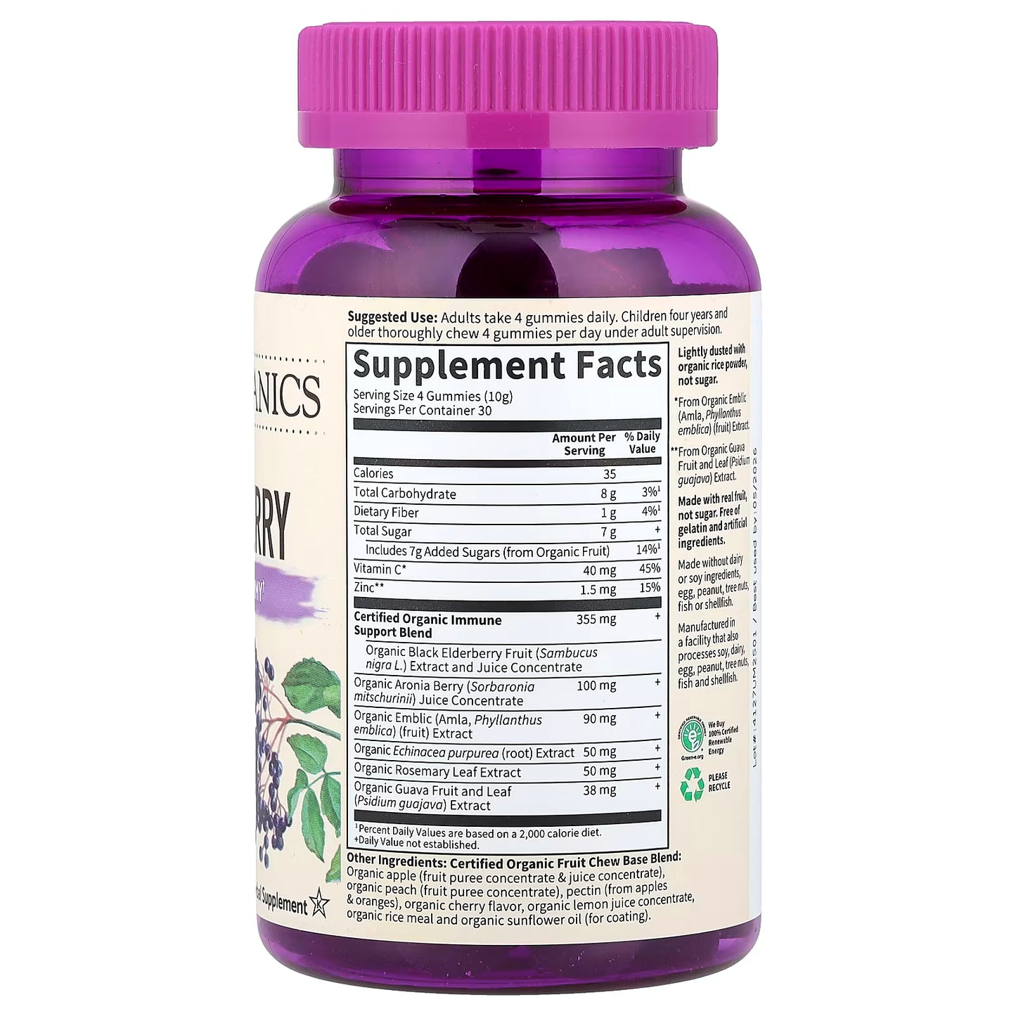 Mykind Elderberry, Real Fruit - 120 vegan gummy drops