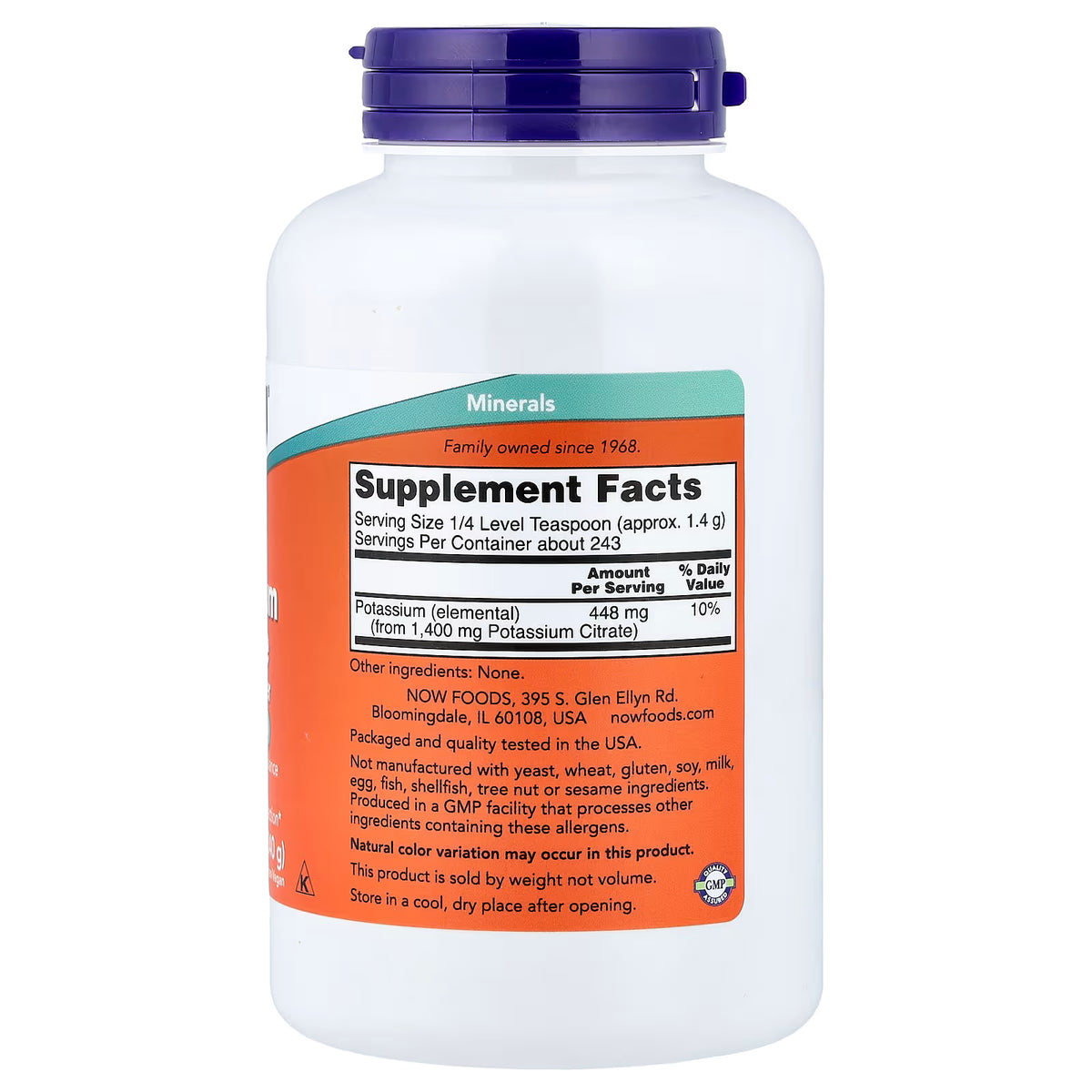 Citrate de potassium, poudre pure - 340 g