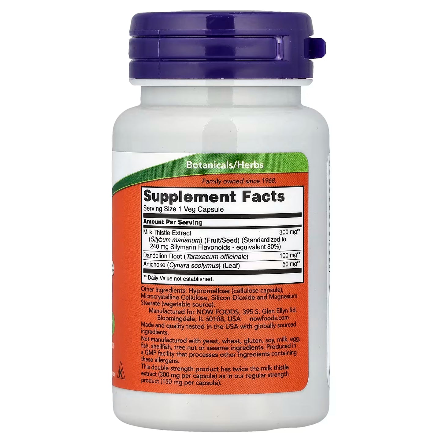 Milk Thistle Extract with Artichoke & Dandelion, 300mg Double Strength - 100 vcaps