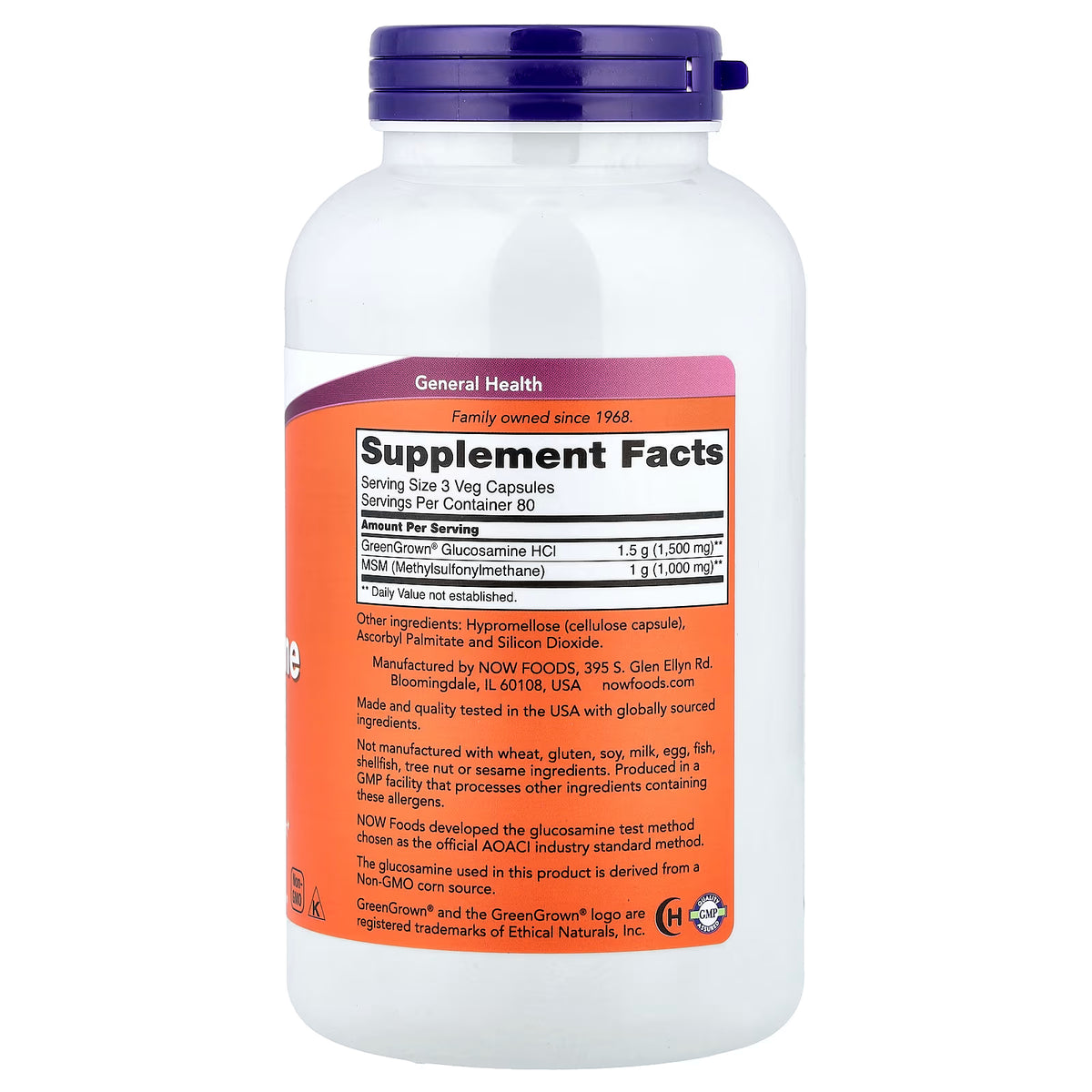 Glucosamine & MSM Vegetarian — 240 cápsulas vegetales