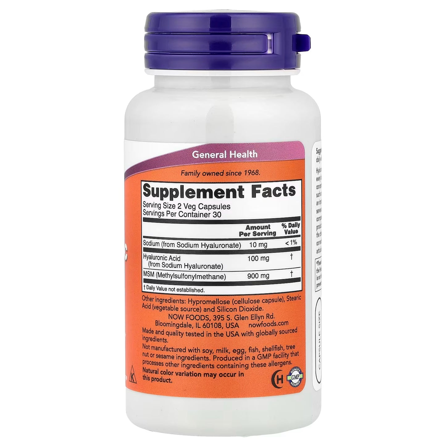 Hyaluronic Acid with MSM, 50mg - 60 vcaps