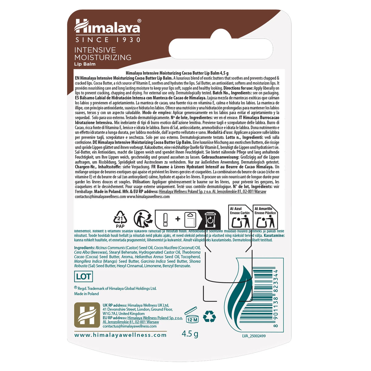 Baume à lèvres hydratant intense au beurre de cacao - 4,5 g
