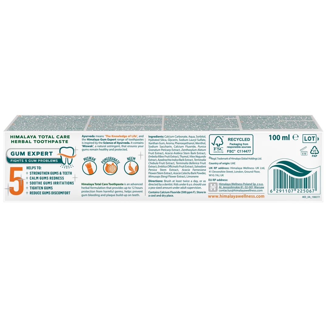 Total Care Herbal Toothpaste - 100 ml.