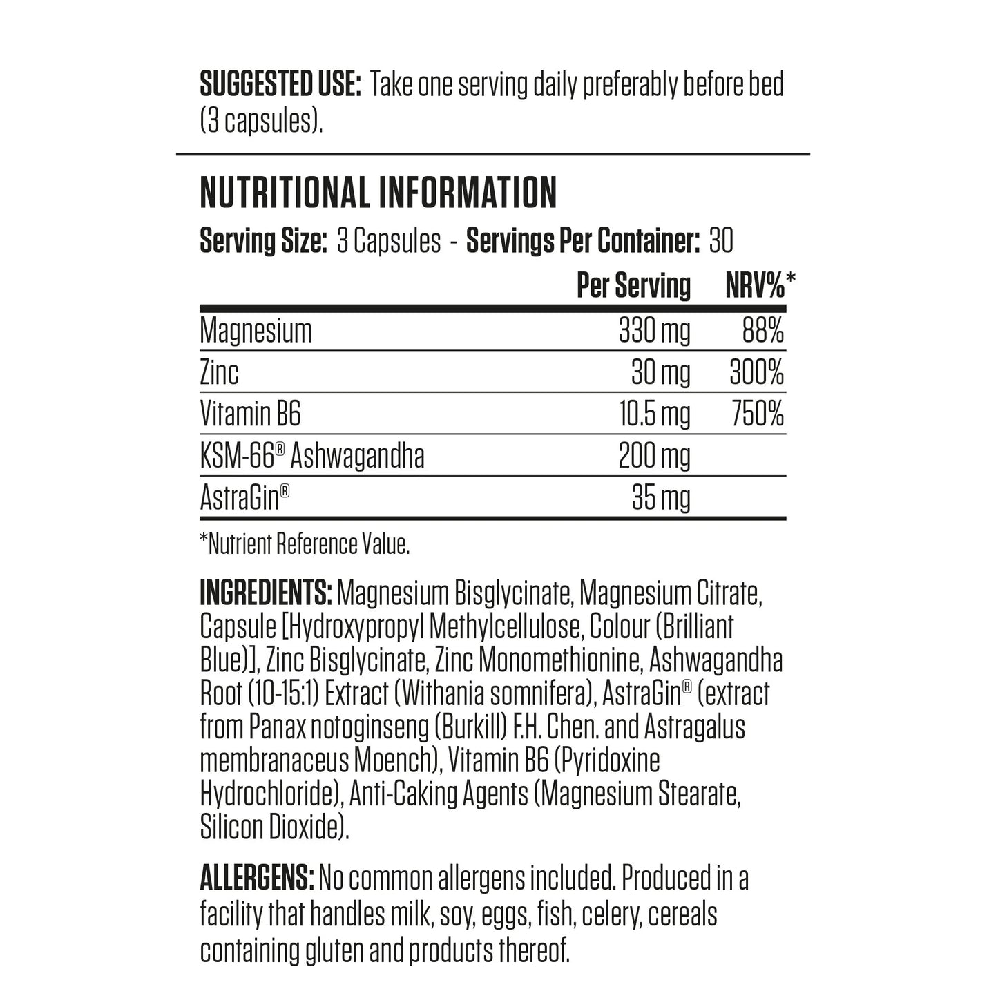 Zinc, Magnesium & Vitamin B6 +KSM66 Ashwagandha- 90 vcaps