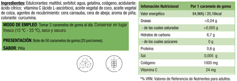 Collagen · gominolas · Pineapple Flavour — 50 gominolas