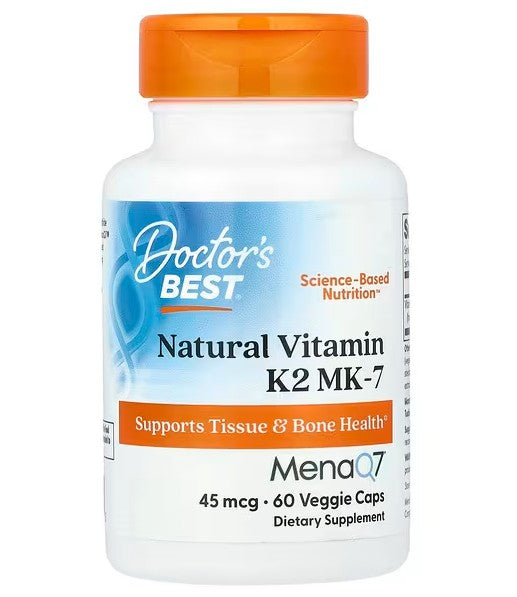 Vitamine K2 MK7 naturelle avec MenaQ7, 45 mcg - 60 gélules végétales