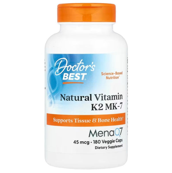 Vitamine K2 MK7 naturelle avec MenaQ7, 45 mcg - 180 gélules végétales