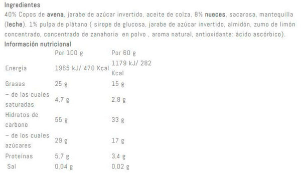 Oat Bar · Plátano y nueces — 20 × 60 g