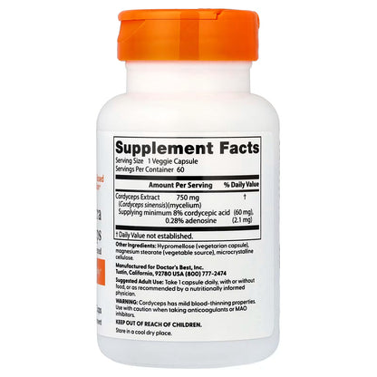 Ultra Cordyceps, 750 mg - 60 gélules végétales