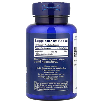 Magnésium (Citrate), 100 mg - 100 gélules végétales