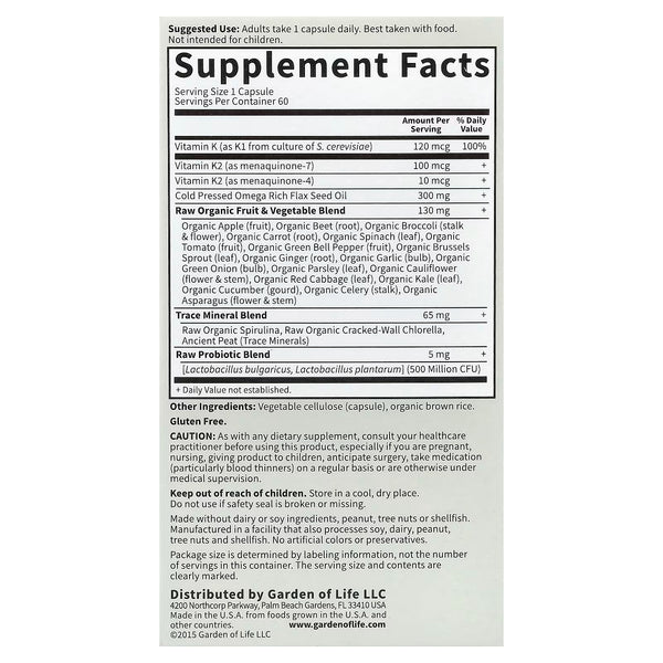Vitamin Code Raw K-Complex - 60 vegan caps