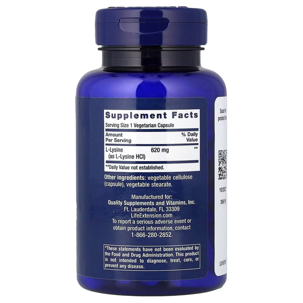 L-Lysine, 620mg - 100 vcaps