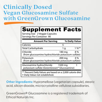 Vegan Glucosamine with GreenGrown, 1500mg - 180 vcaps