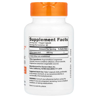 Acide alpha-lipoïque, 600 mg - 60 gélules végétales