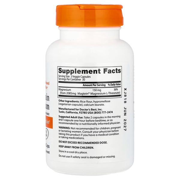 Brain Magnesium with Magtein, 150mg - 90 vcaps