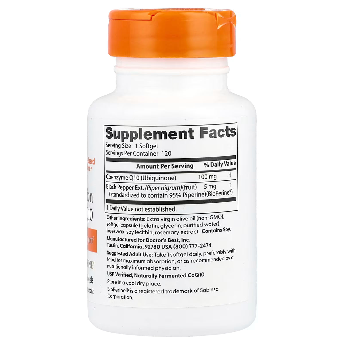 CoQ10 à haute absorption avec BioPerine, 100 mg - 120 capsules à enveloppe molle