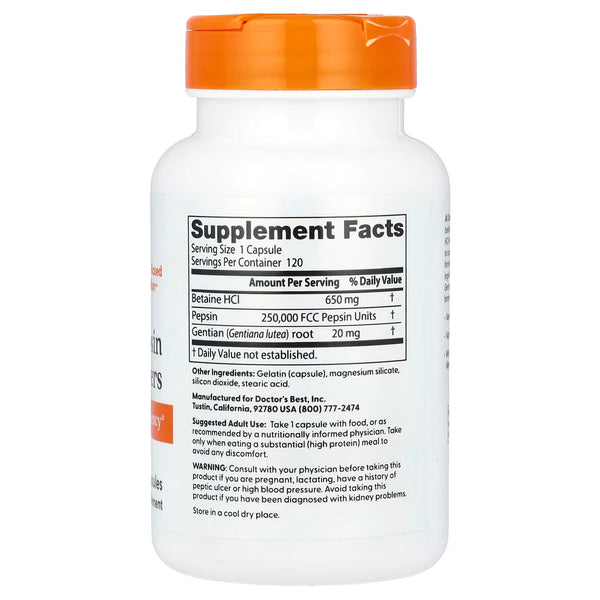 Betaine HCl Pepsin & Gentian Bitters - 120 caps