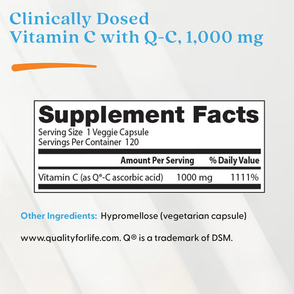 Vitamin C with Q-C, 1000mg - 120 vcaps