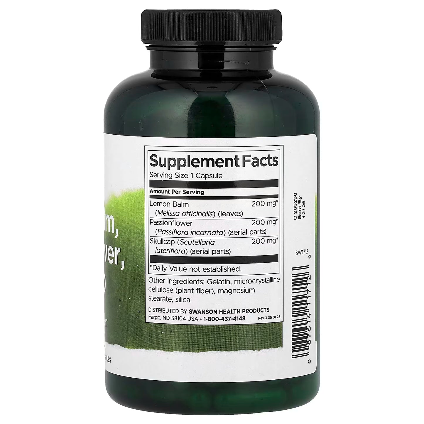 Lemon Balm, Passionflower, Skullcap Complex - 180 caps