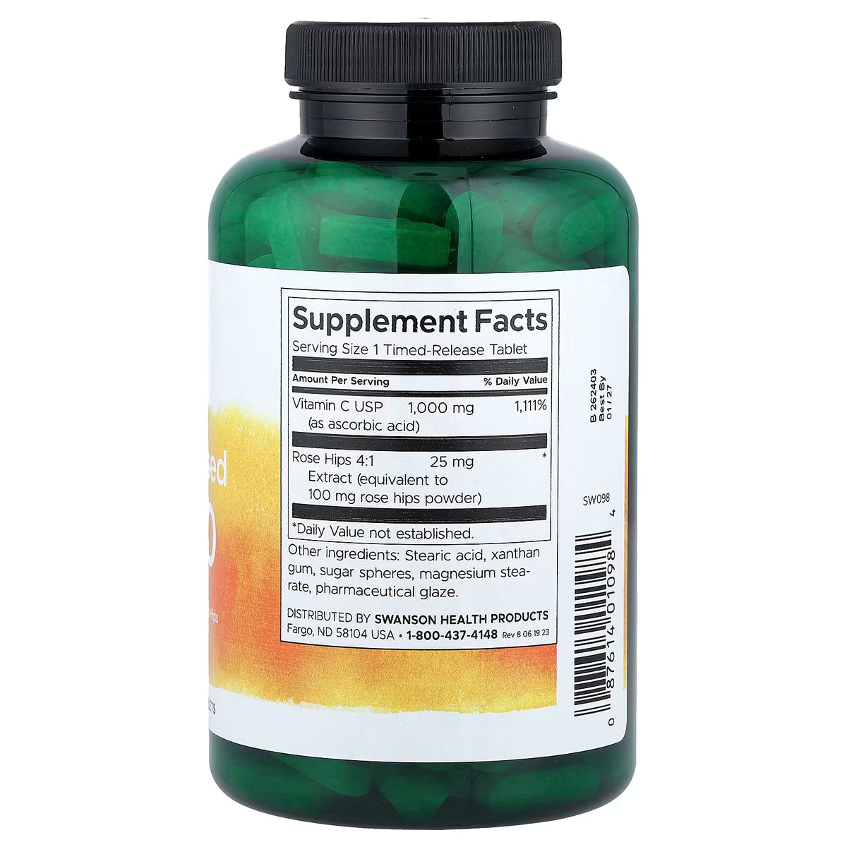Vitamin C with Rose Hips Extract - Timed-Release, 1000mg - 250 tablets