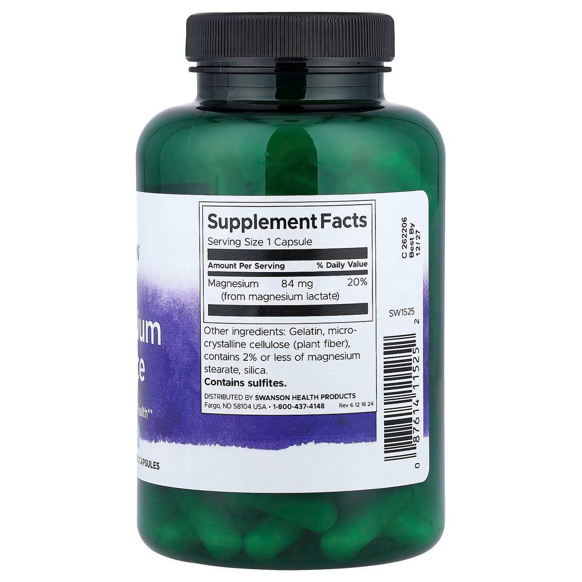 Lactate de magnésium, 84 mg - 120 gélules