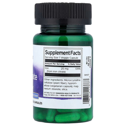 Citrate de fer, 25 mg - 60 gélules végétales