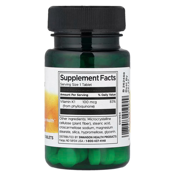 Vitamin K1, 100mcg - 100 tablets