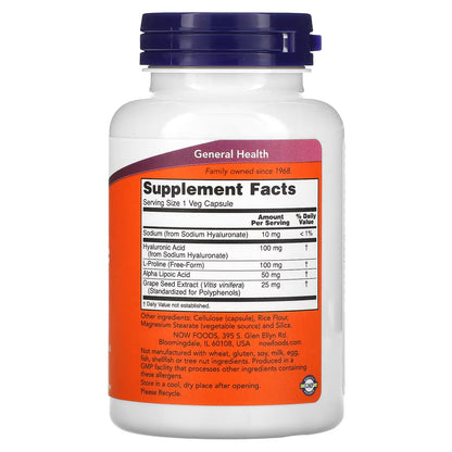 Hyaluronic Acid, 100mg Double Strength - 120 vcaps