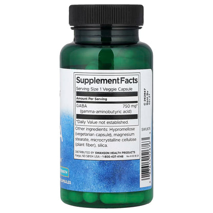 GABA, 750 mg Force Maximale - 60 gélules végétales