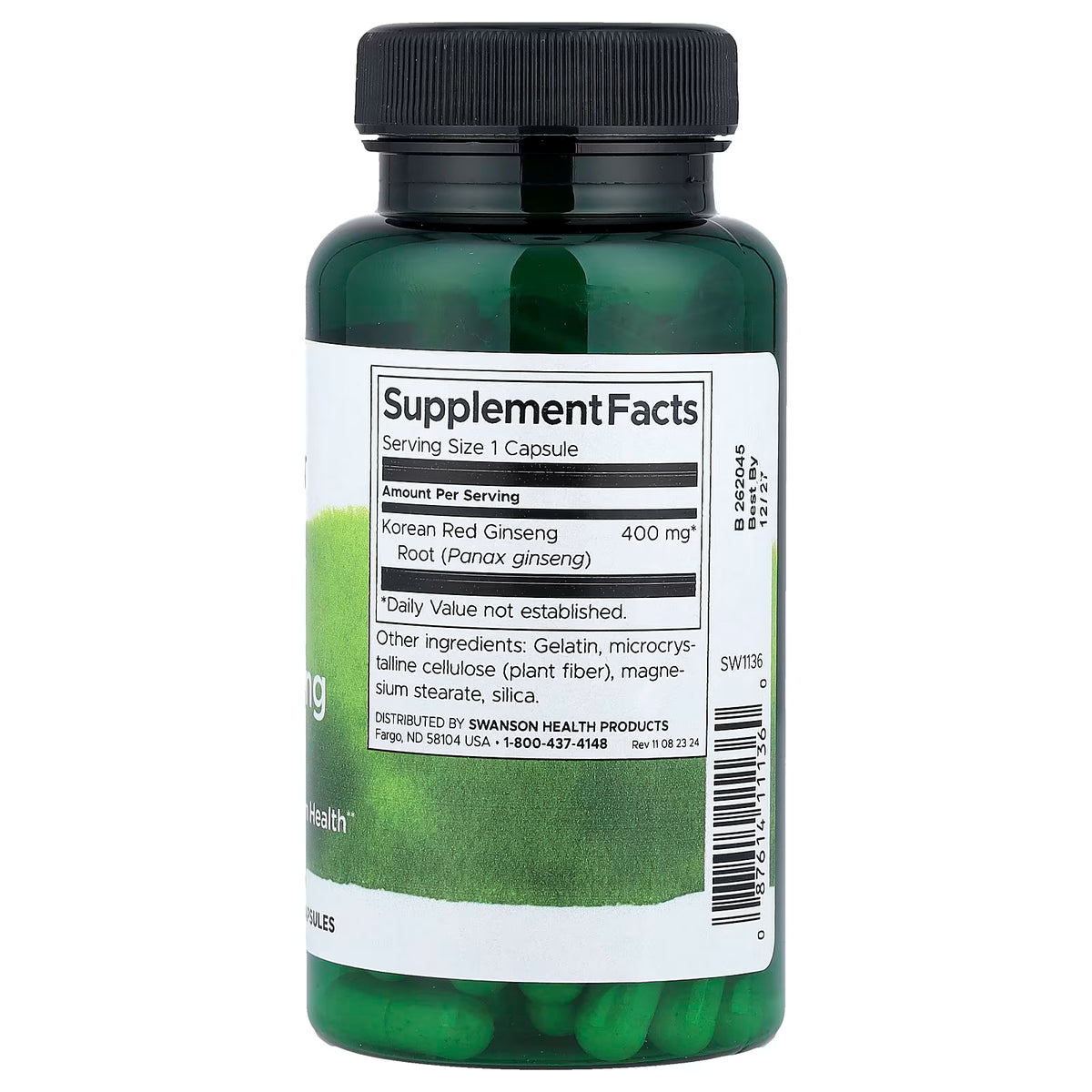 Full Spectrum Korean Red Ginseng Root, 400mg - 90 caps