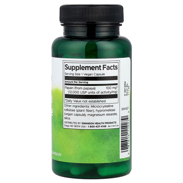 Papaya Enzyme Papain, 100mg - 90 vcaps