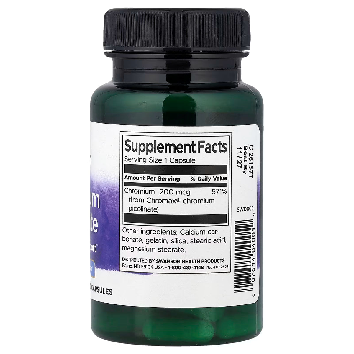 Picolinate de chrome avec Chromax, 200 mcg - 60 gélules