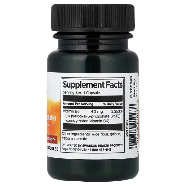 P-5-P (Pyridoxal-5-Phosphate) Coenzymated Vitamin B6, 40mg - 60 caps