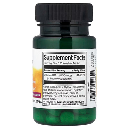 B-12 Hydroxycobalamin, 1000mcg - 60 chewable tablets
