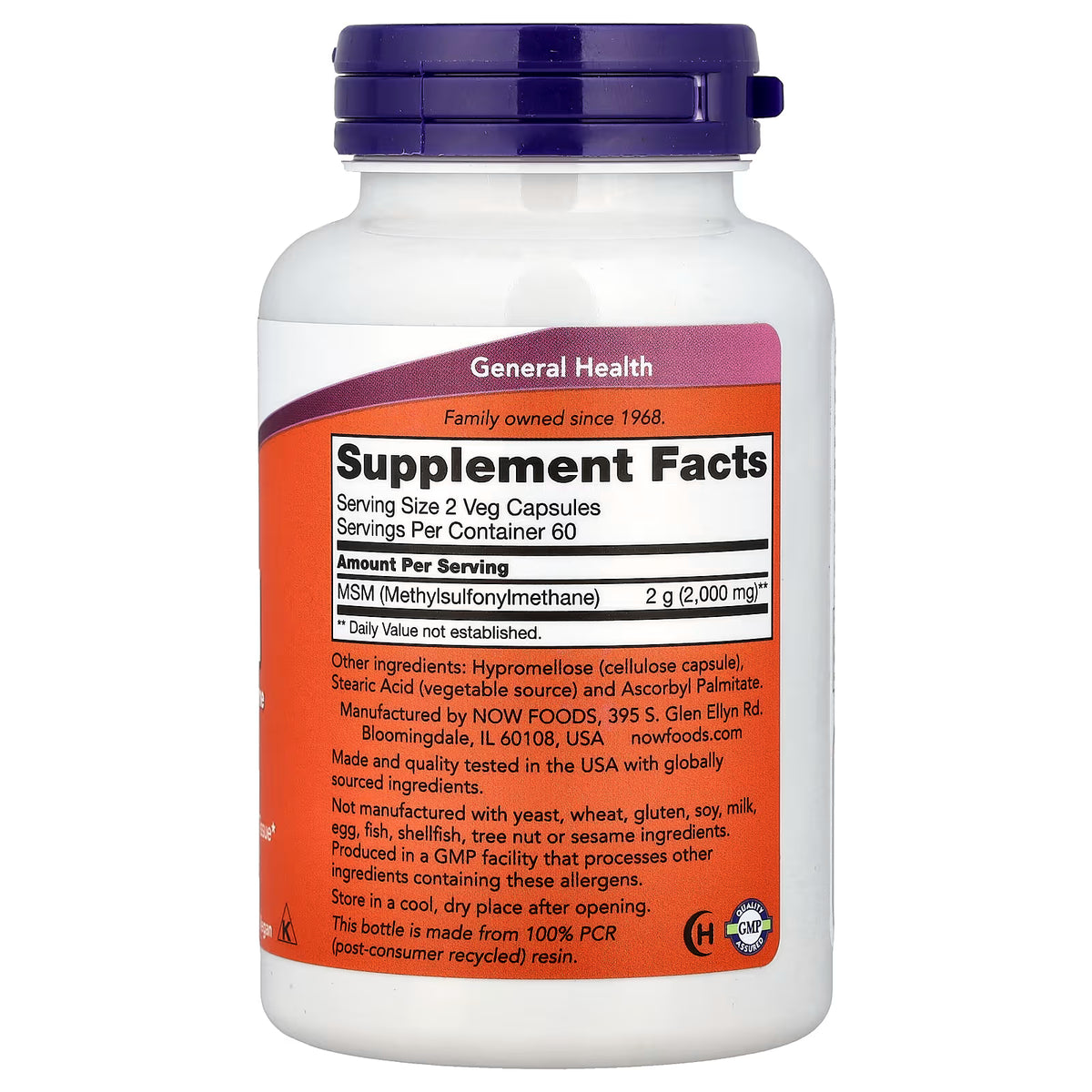 MSM Méthylsulfonylméthane, 1000mg - 120 gélules végétales