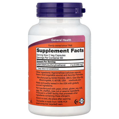 MSM Méthylsulfonylméthane, 1000mg - 120 gélules végétales