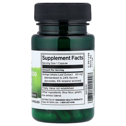 Extrait de Ginkgo Biloba, 60 mg - 30 gélules