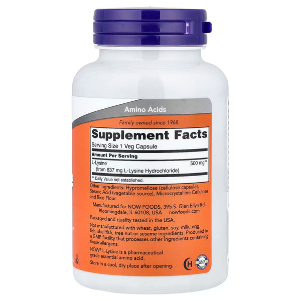 L-Lysine, 500mg - 100 vcaps