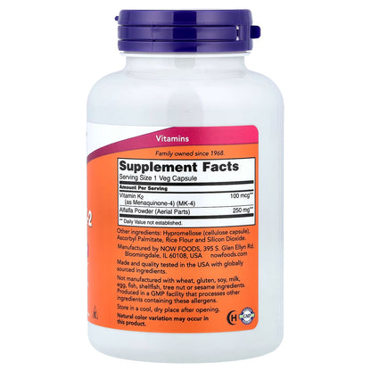 Vitamine K-2, 100 mcg - 250 gélules végétales