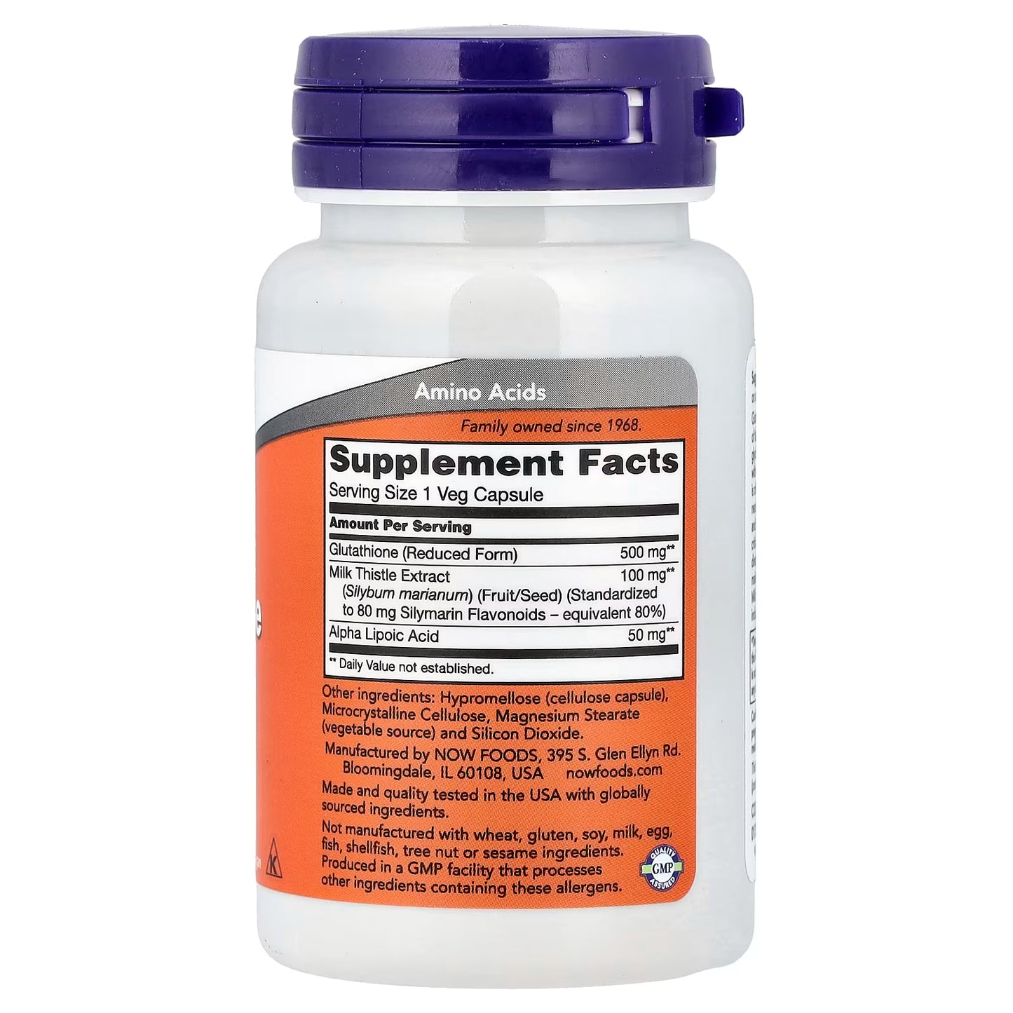 Glutathione with Milk Thistle Extract & Alpha Lipoic Acid, 500mg - 30 vcaps