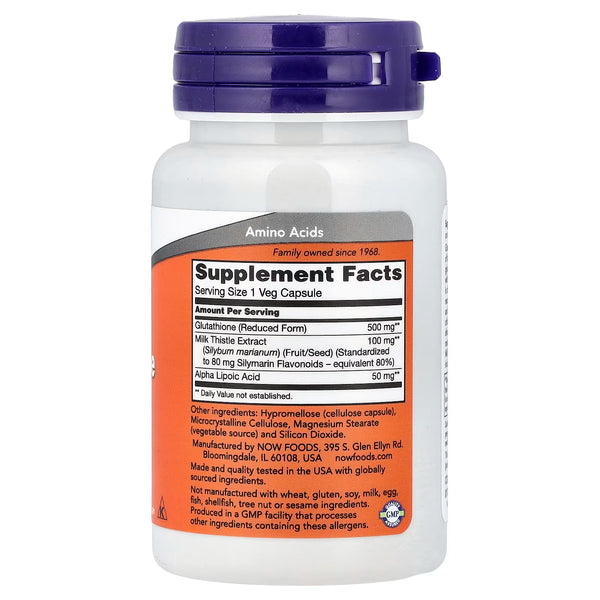 Glutathione with Milk Thistle Extract & Alpha Lipoic Acid, 500mg - 30 vcaps
